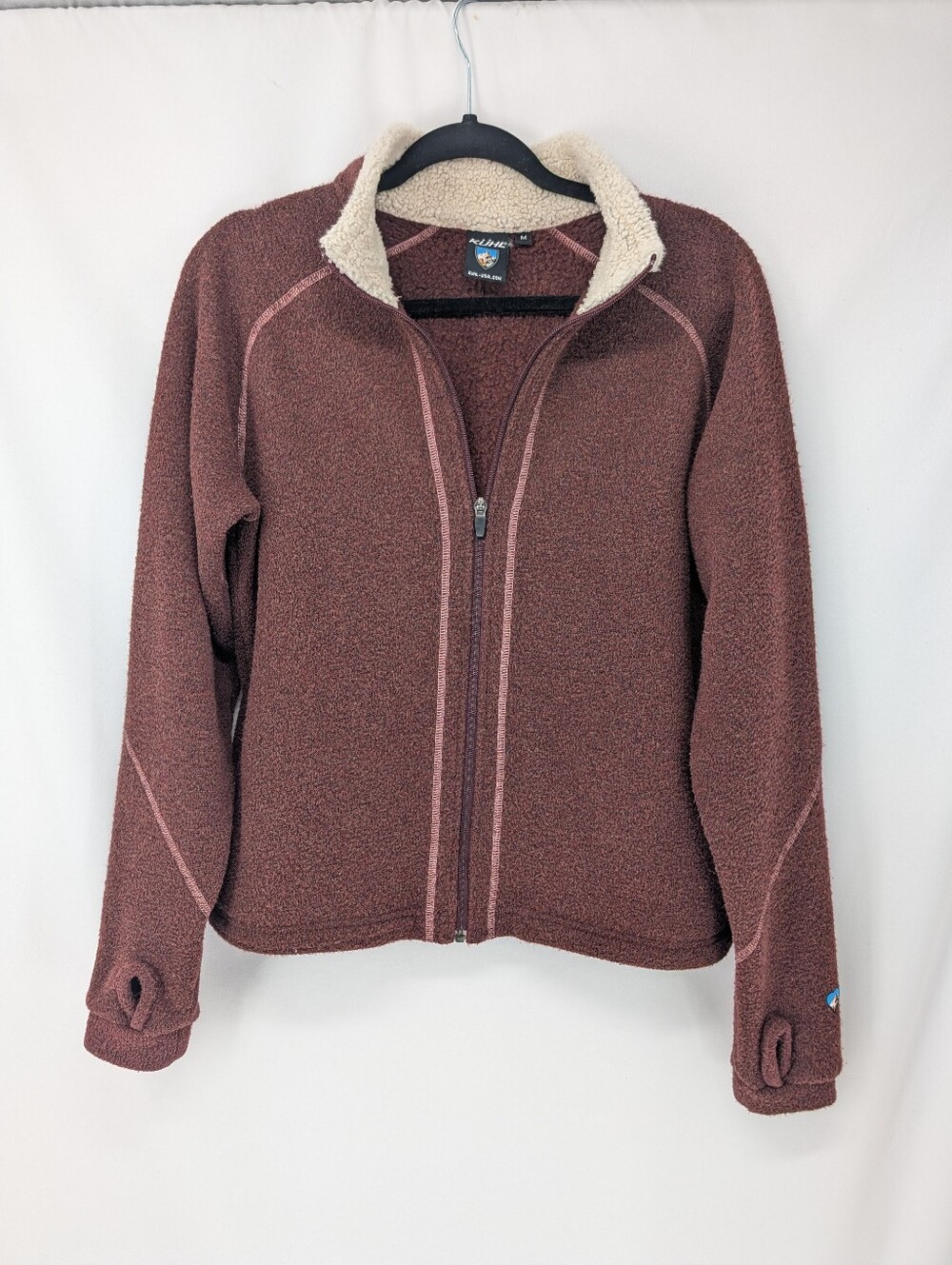 Kuhl Alpaca Fleece Women Full-Zip  Fleev Fall Jacket Marroon Size Medium Warm